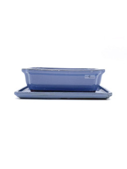 Tiesto rectangular 21.5 cm con plato celeste 23314