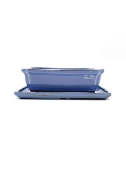 Tiesto rectangular 21.5 cm con plato celeste 23314