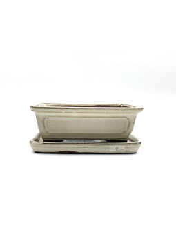 Tiesto rectangular 16.5 cm con plato crema 23557