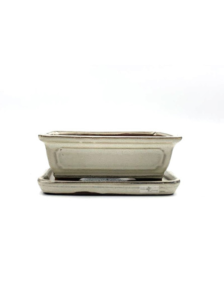 Tiesto rectangular 16.5 cm con plato crema 23557
