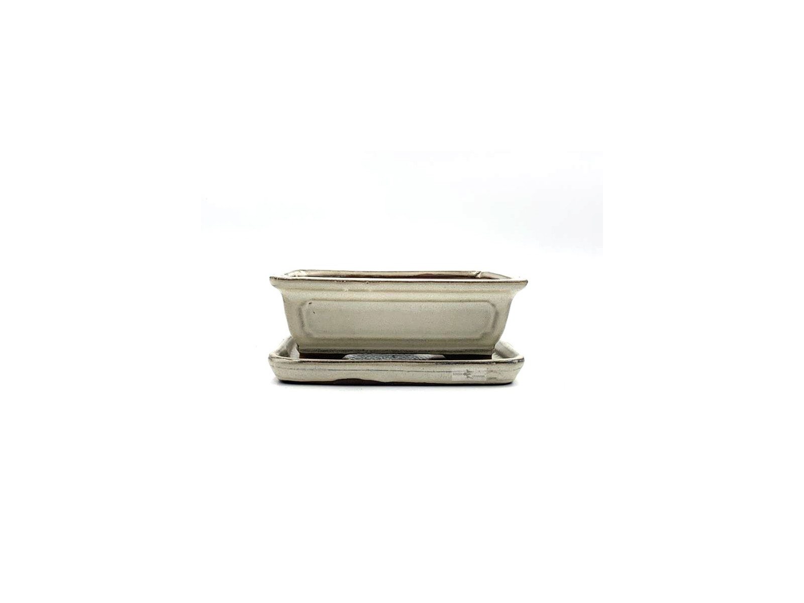 Tiesto rectangular 16.5 cm con plato crema 23557