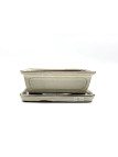 Tiesto rectangular 16.5 cm con plato crema 23557