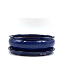 Tiesto ovalado 21.5 cm con plato azul 39282