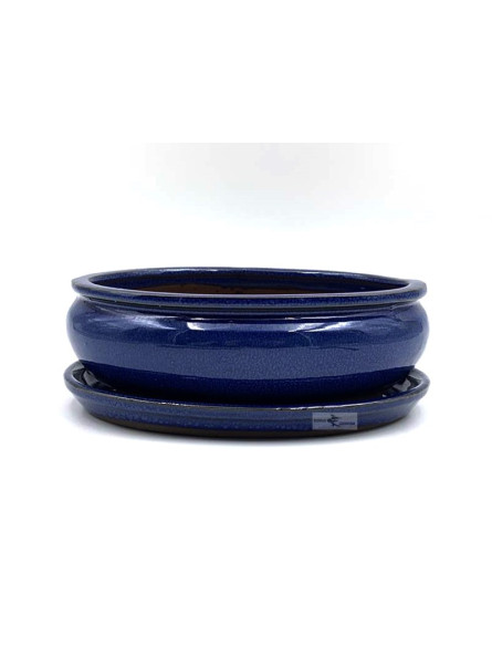 Tiesto ovalado 21.5 cm con plato azul 39282