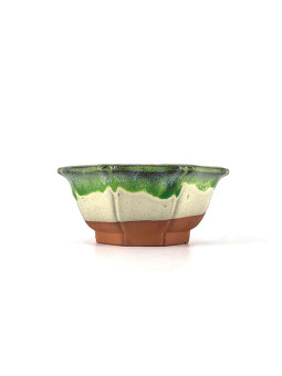 Tiesto octogonal 10.5 cm crema-verde 55534/3 para bonsai