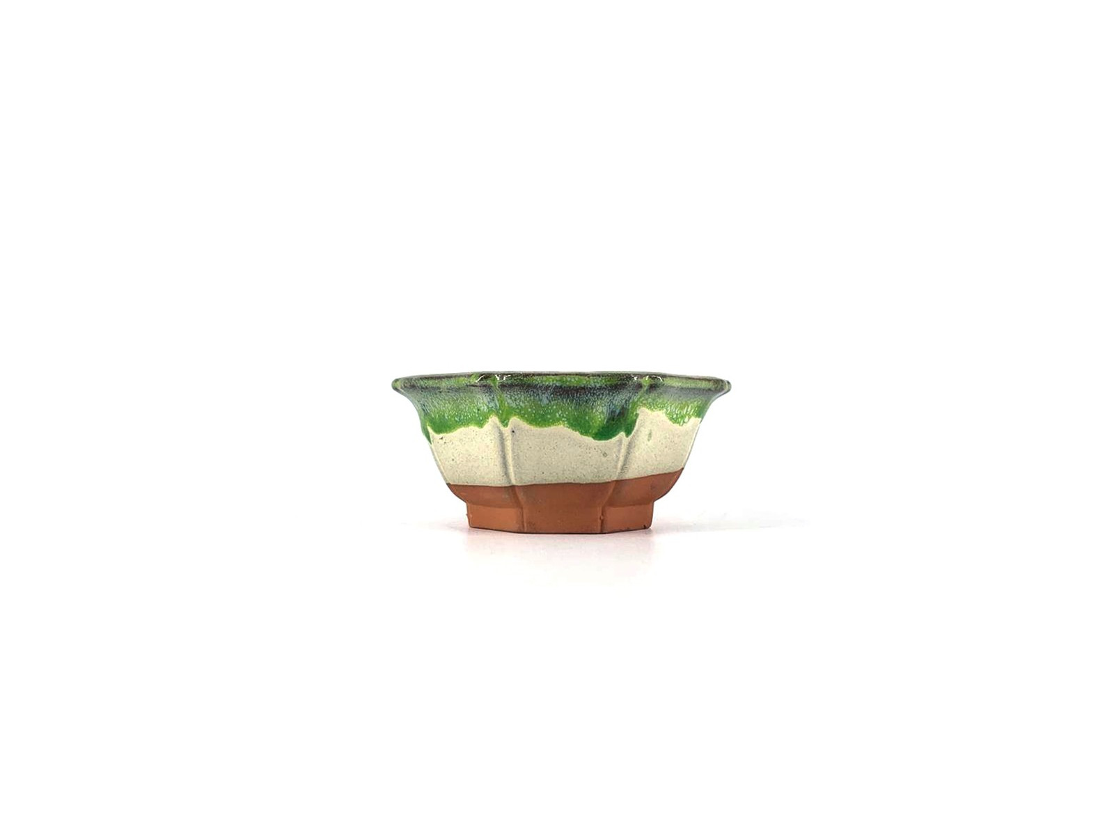 Tiesto octogonal 10.5 cm crema-verde 55534/3 para bonsai