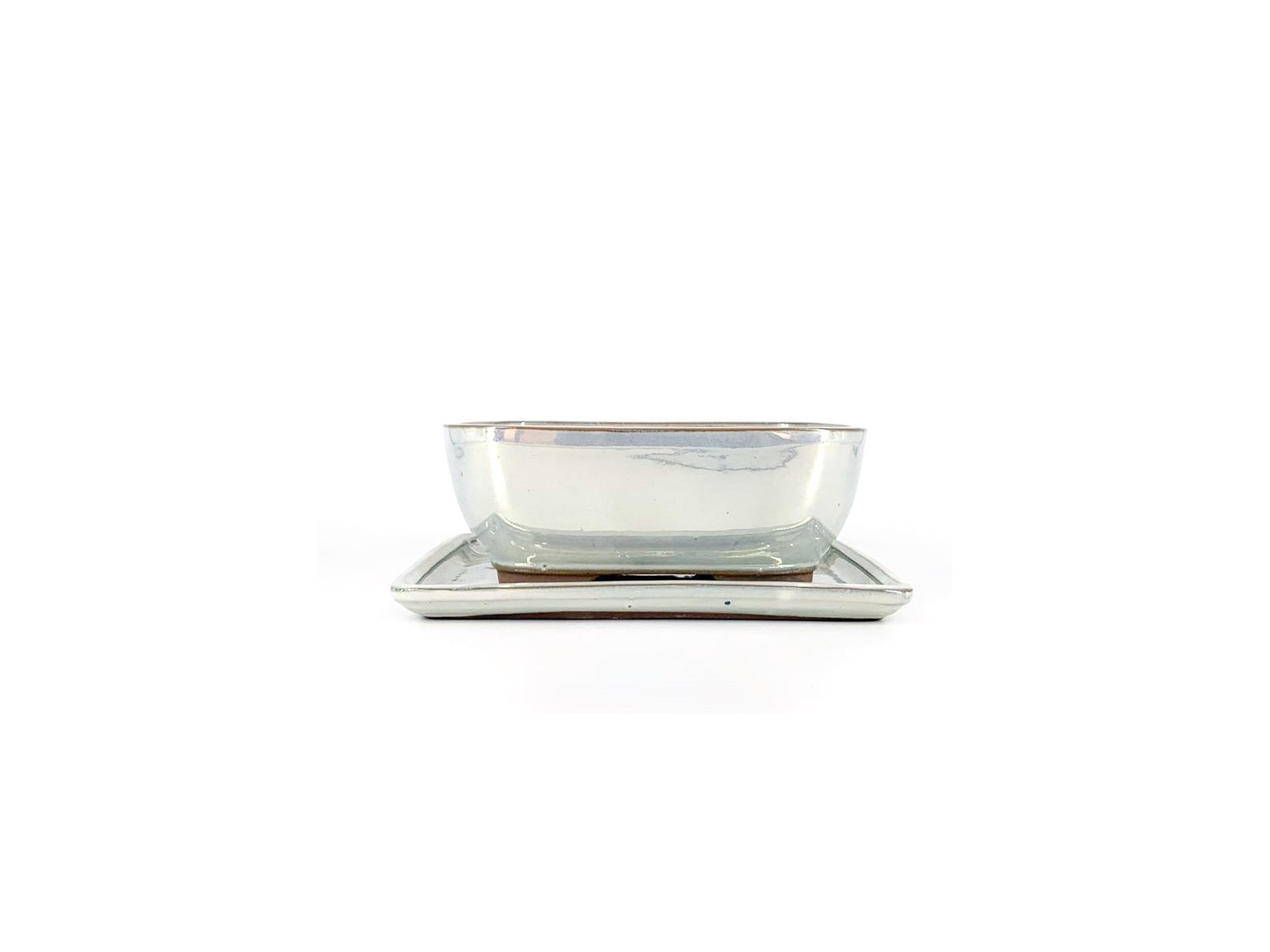 Tiesto rectangular 21.5 cm crema brillante con plato 52182