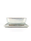 Tiesto rectangular 21.5 cm crema brillante con plato 52182