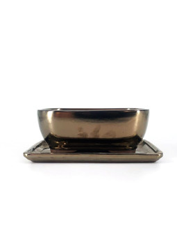 Tiesto rectangular 21.5 cm oxido brillante con plato 52182