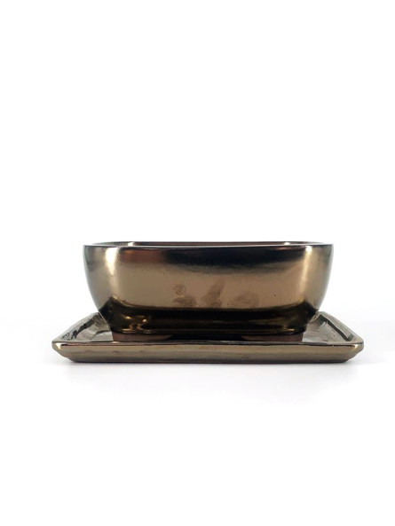 Tiesto rectangular 21.5 cm oxido brillante con plato 52182