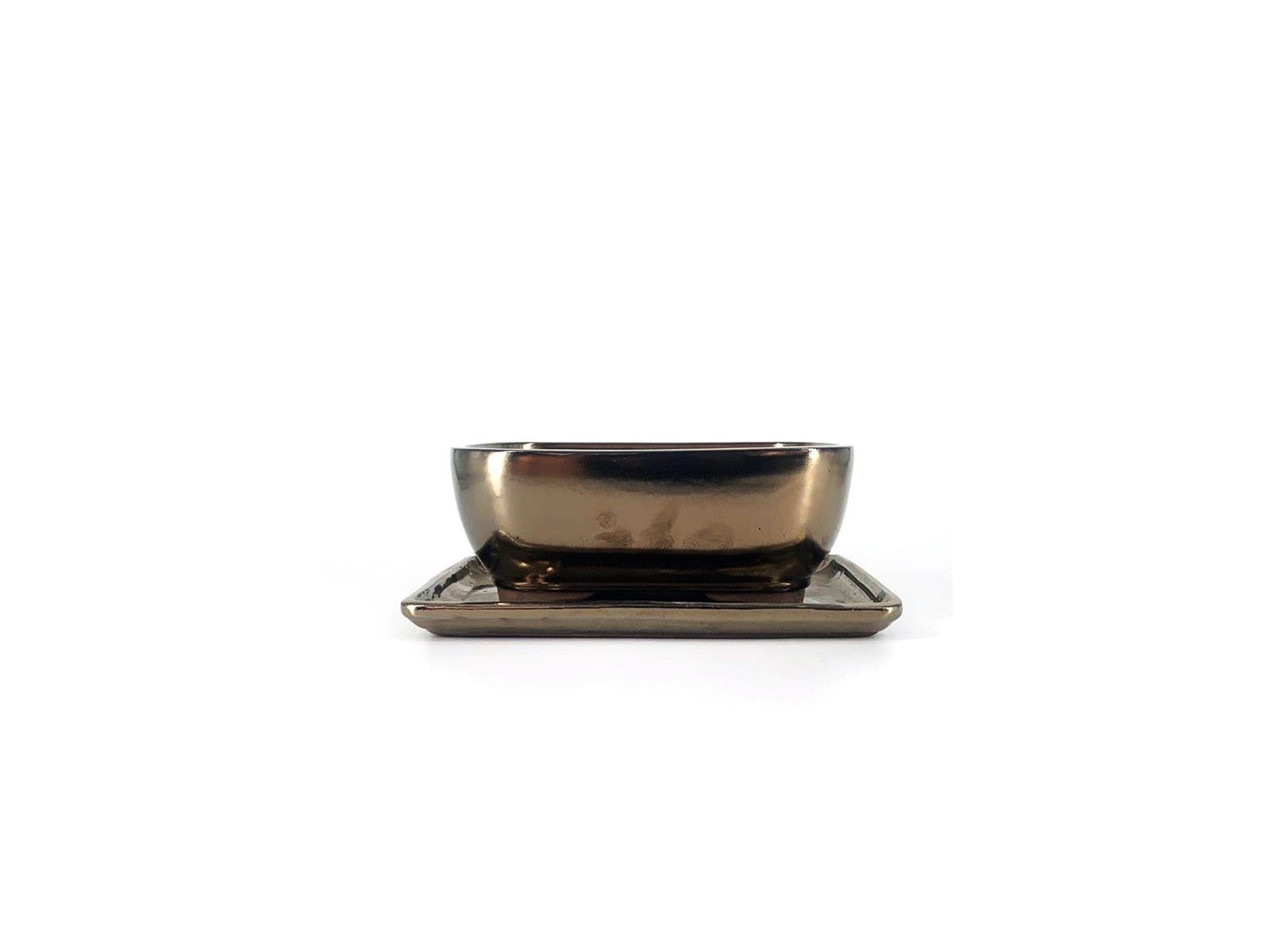 Tiesto rectangular 21.5 cm oxido brillante con plato 52182