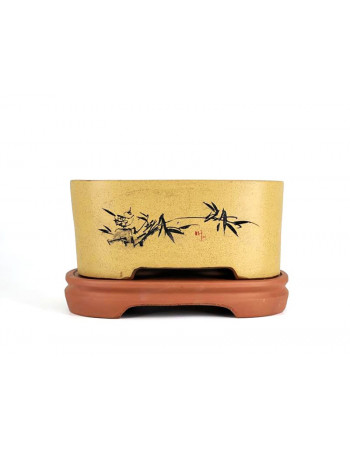 Tiesto ovalado 30,5 cm 18384 amarillo + mesa 5 cm de altura