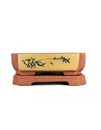 Tiesto rectangular 32 cm 18396 amarillo + mesa 4 cm de altura