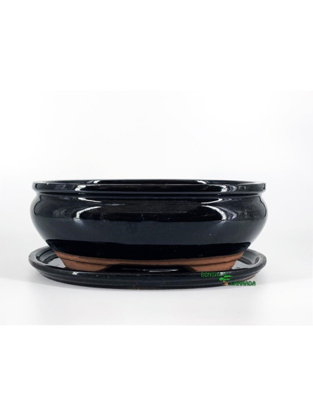 Tiesto ovalado 16 cm con plato negro 23502