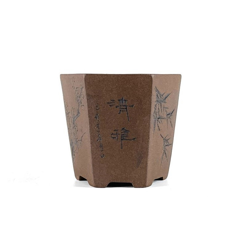 Tiesto hexagonal 8,5 cm Yixing sin esmaltar BG128