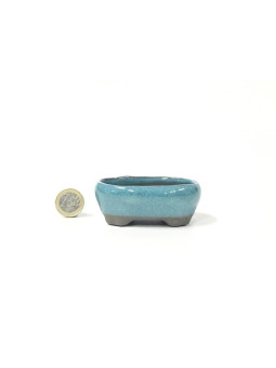 Tiesto ovalado 8 cm celeste Seto 14254/11 maceta para bonsai