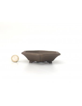 Tiesto hexagonal 12.5 cm Yixing 14581 sin esmaltar  bonsai