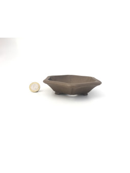 Tiesto hexagonal 12.5 cm Yixing 14581 sin esmaltar  bonsai