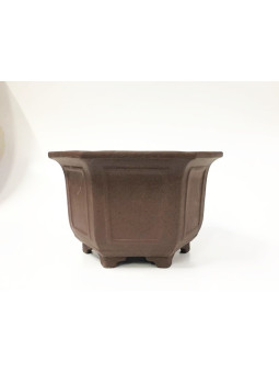 Tiesto hexagonal cascada 39 cm Yixing 14573 sin esmaltar bonsai