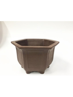 Tiesto hexagonal cascada 39 cm Yixing 14573 sin esmaltar bonsai