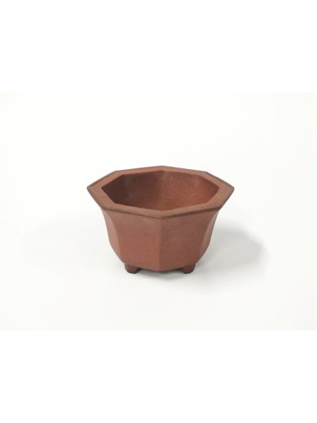 Tiesto hexagonal 12 cm Yixing 14576 sin esmaltar bonsai