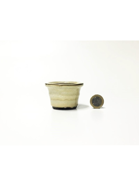 Tiesto redondo 6.5 cm crema 32511/16 bonsai mame kusamono