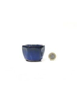 Tiesto hexagonal 6.5 cm azul 32511/22 bonsai kusamono mame