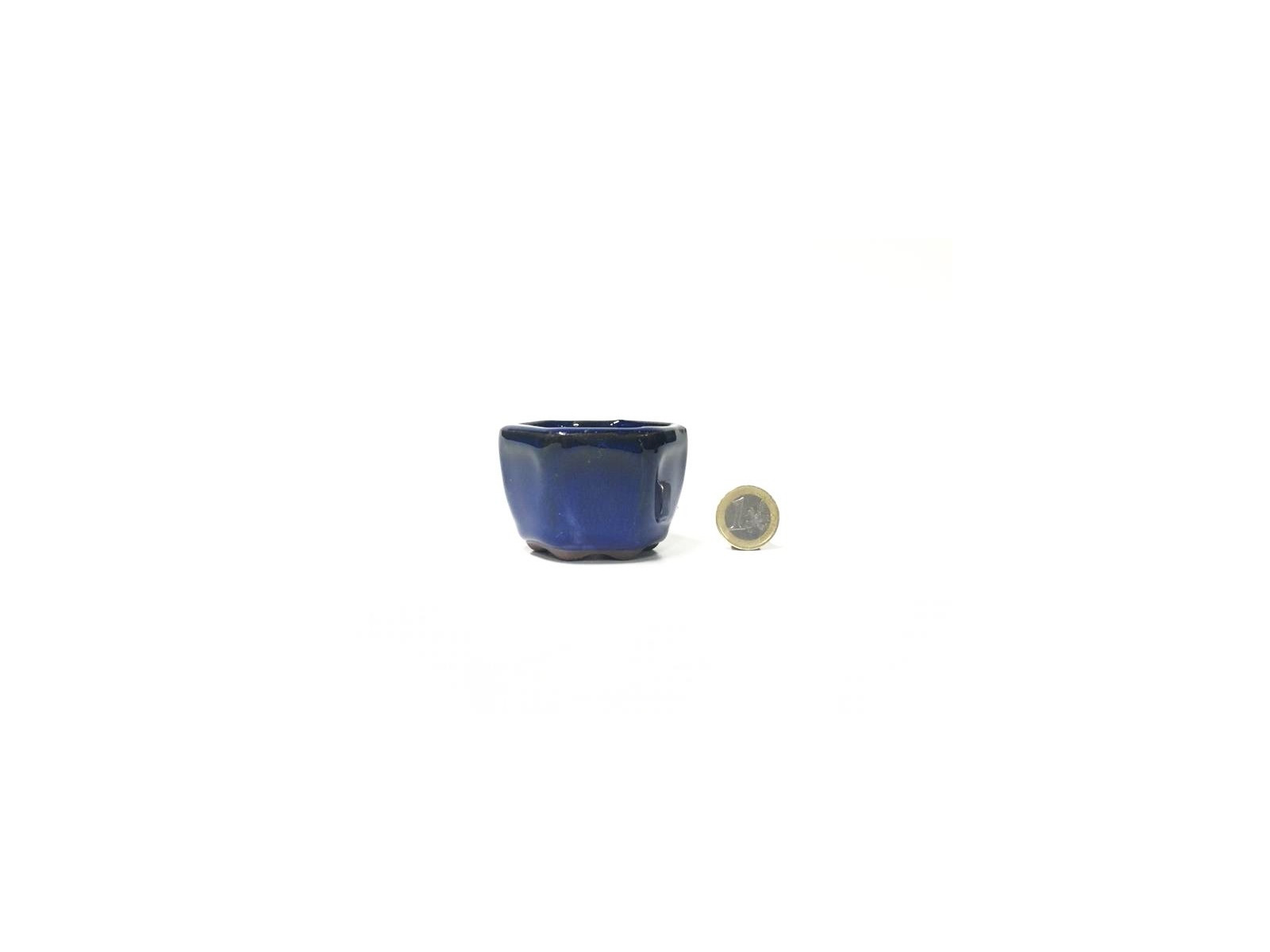 Tiesto hexagonal 6.5 cm azul 32511/22 bonsai kusamono mame