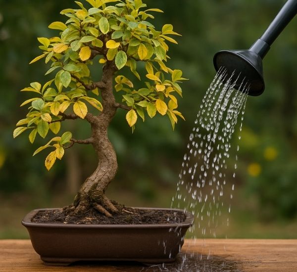 A un bonsái se le caen las hojas por un mal riego