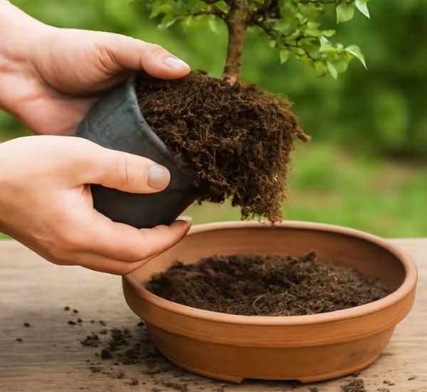 A un bonsái se le caen las hojas por un un trasplante